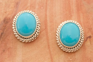 Artie Yellowhorse Genuine Sleeping Beauty Turquoise Sterling Silver Post Earrings